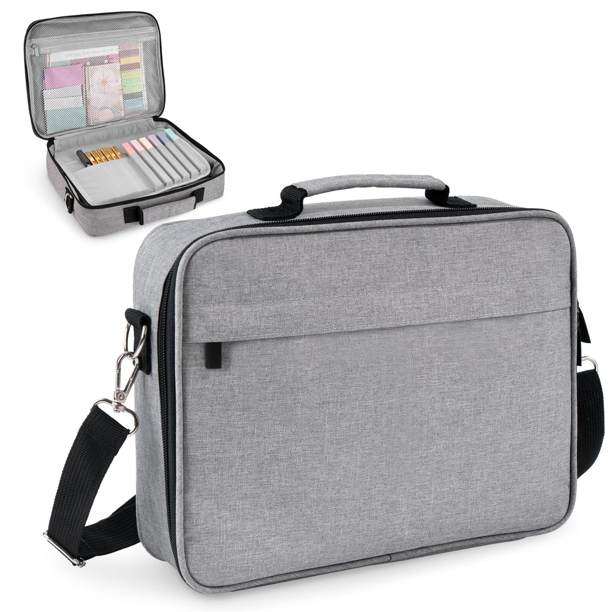 WEMATE Large Capacity Bible Cover Case, Waterproof Study Supplies Tote Bag with Double-Layer Handle & Shoulder Strap, Bag for Women and Christian (Grey)