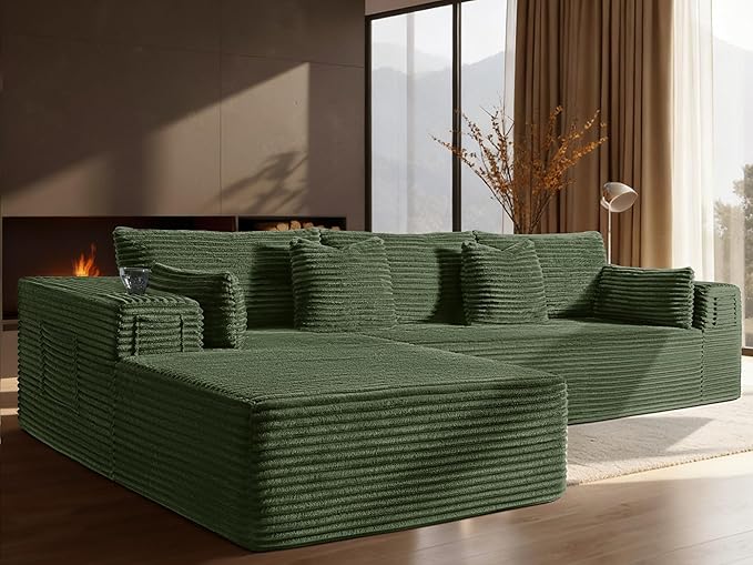 108" Cloud Sectional Couch, Comfort L Shaped Boneless Couch
