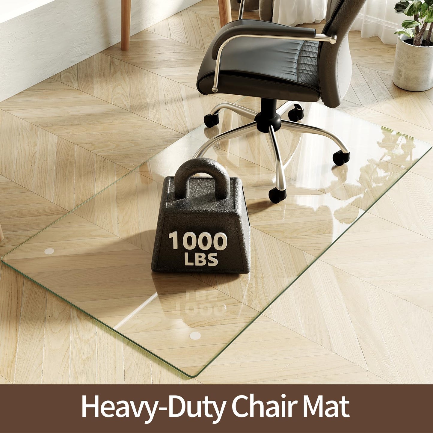 Koonmi Tempered Glass Chair Mat 30"x55" - Premium Office Chair Mat for Hardwood Floors & Low-Pile Carpet with 4 Non-Slip Pads - Thick Scratch-Resistant Surface