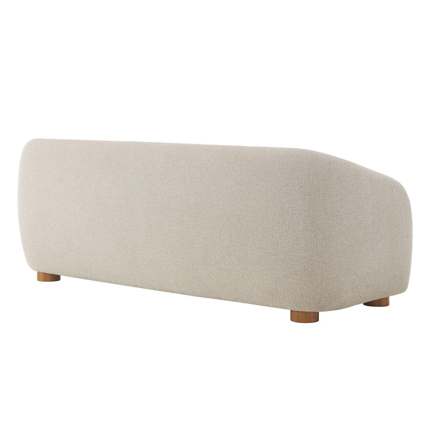 Modway Holland 85 Inch Minimalist Curved Back Sofa in Dove Gray – Chenille Fabric Sofa with Ball Throw Pillows and Wood Feet – Modern 3-Seater Couch for Living Room