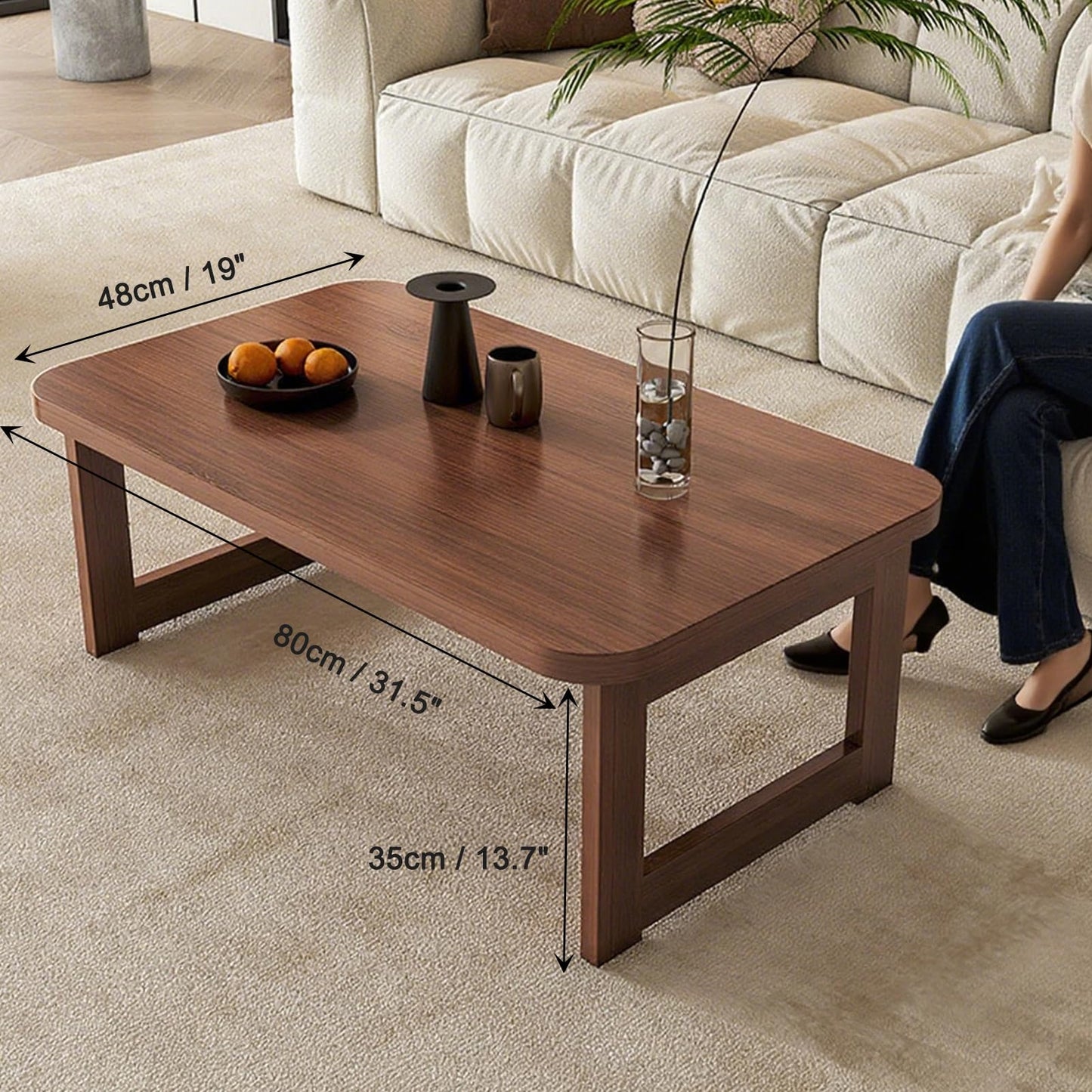 XIMSPHY Japanese Folding Coffee Table, Bamboo Foldable Floor Low Tables for Sitting On The Floor, No Assembly Portable Tea Table for Dinning Zen Living Room (31.5"x19"x13.7")