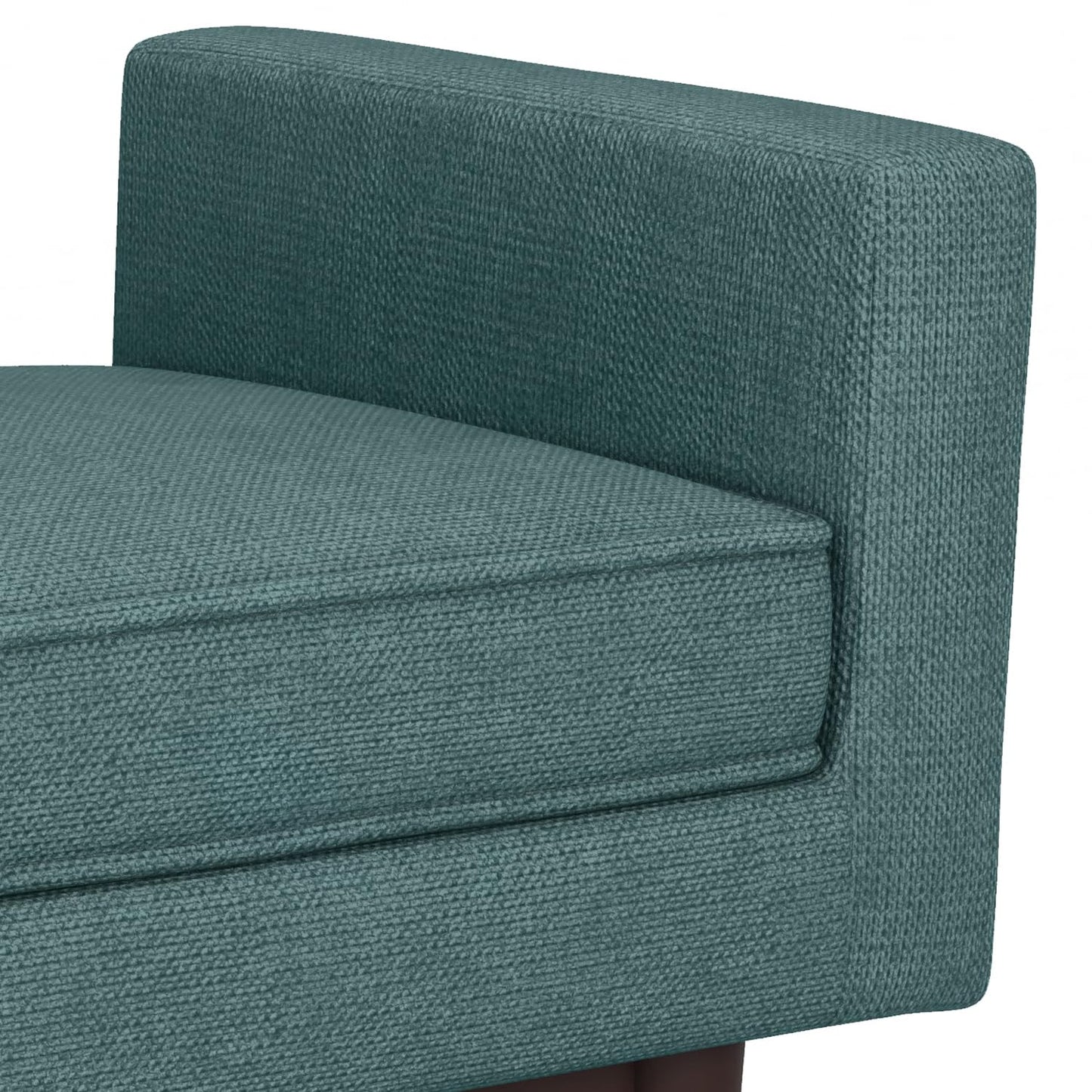 SIMPLIHOME Scott Small Ottoman Bench - 29 inch Wide Upholstered Linen Fabric Rectangle Ottoman in Smoky Teal, Contemporary Bench for Bedroom or Living Room with Raised Sides and Cushioned Seat