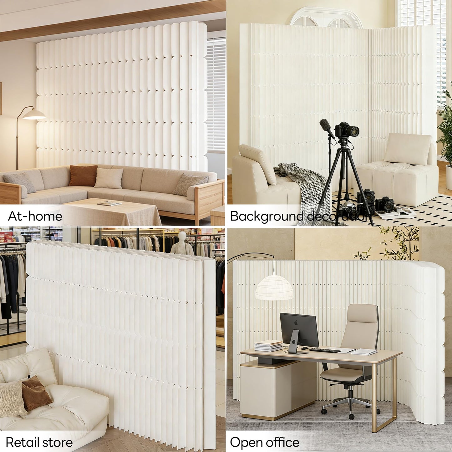 Foldable Paper Room Divider - Portable Accordion Privacy Screen, Freestanding Partition for Living Room & Home Office, Easy to Assemble as Room Divider or Backdrop Wall (H78.7in * L118in)
