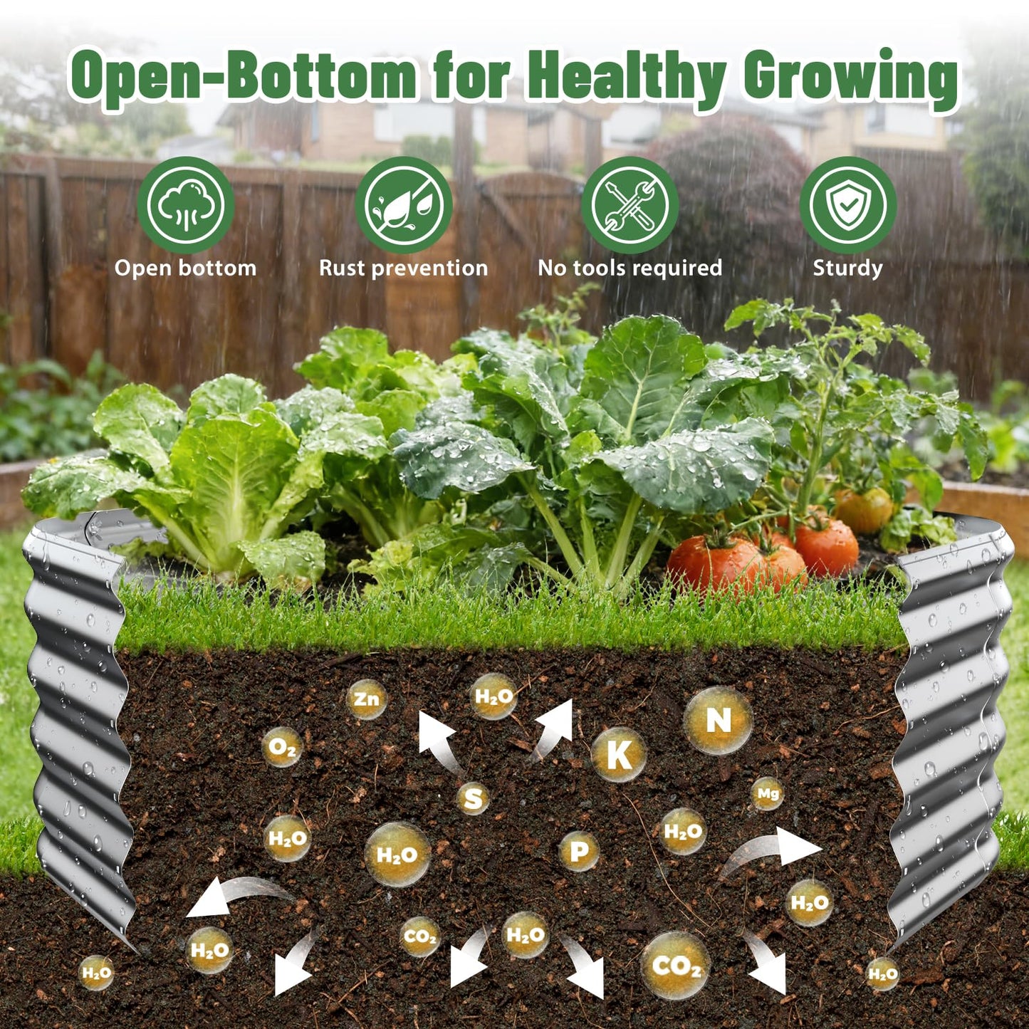 VAMFUTRE Hexagon Raised Garden Bed, 48 Inch Diagonal & 16.5 Inch Tall, Galvanized Steel Planter Box with Wave-Shaped Metal Panels for Outdoor Flower,Tree,Herb & Vegetable Garden (Silver, 4FT X 1.5FT)