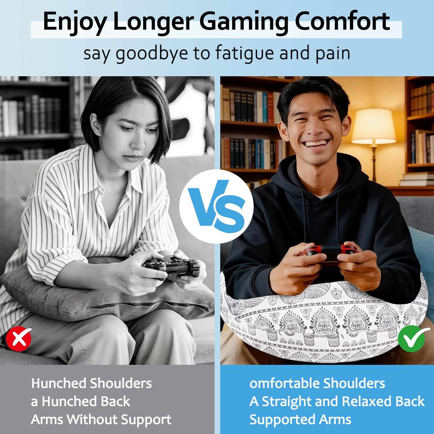 Crafting Pillow for Crocheting, Crochet Pillow for Lap Support, 12 Fun Print Styles, Ergonomic Arm Support, For Bed, Floor, Chair Comfort, Pain Relief and Fatigue for Gaming and Woking (elephant)