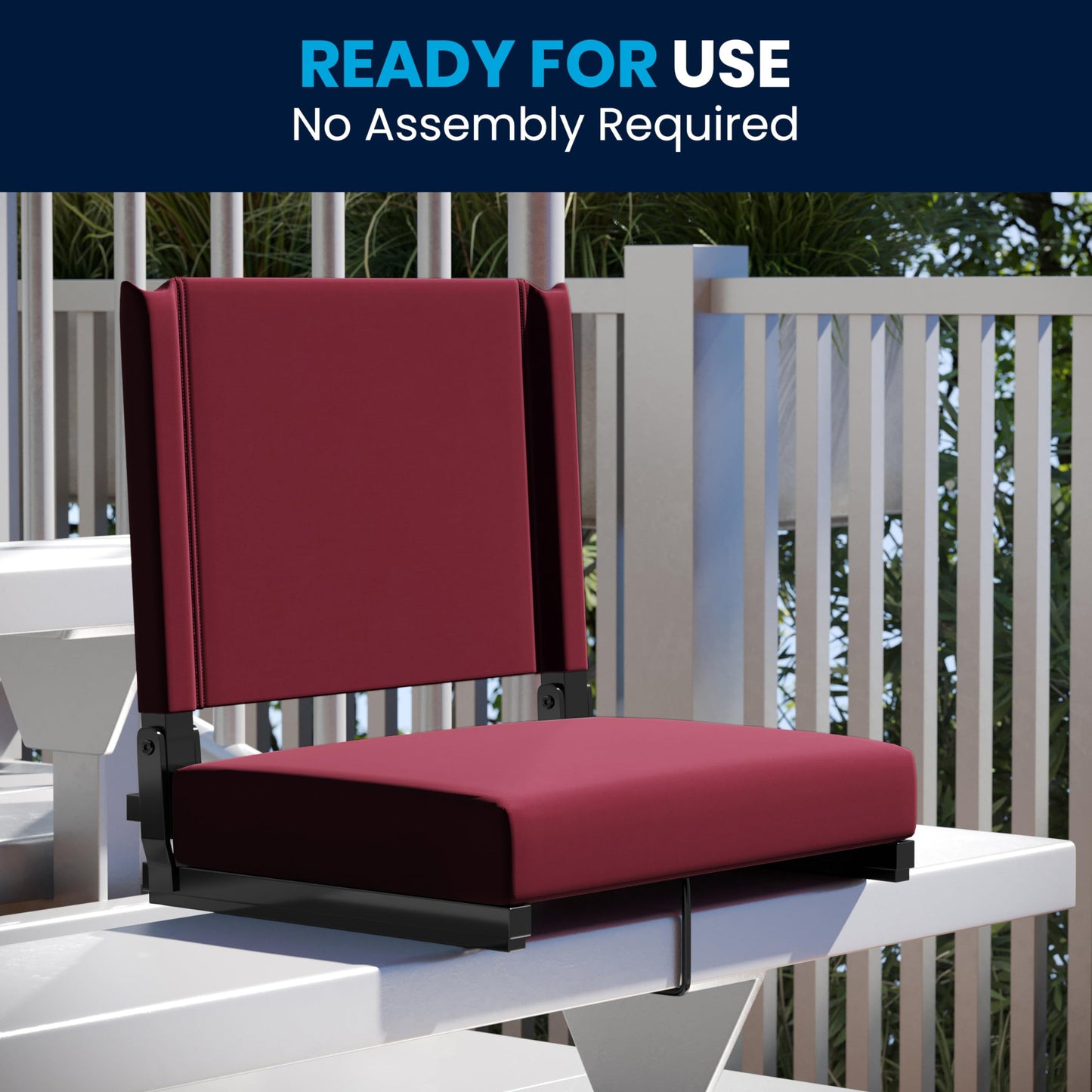 Flash Furniture Grandstand Portable Stadium Seat for Bleachers or Benches, Folding Padded Stadium Chair with Carrying Handle, 500 lb. Weight Capacity, Maroon