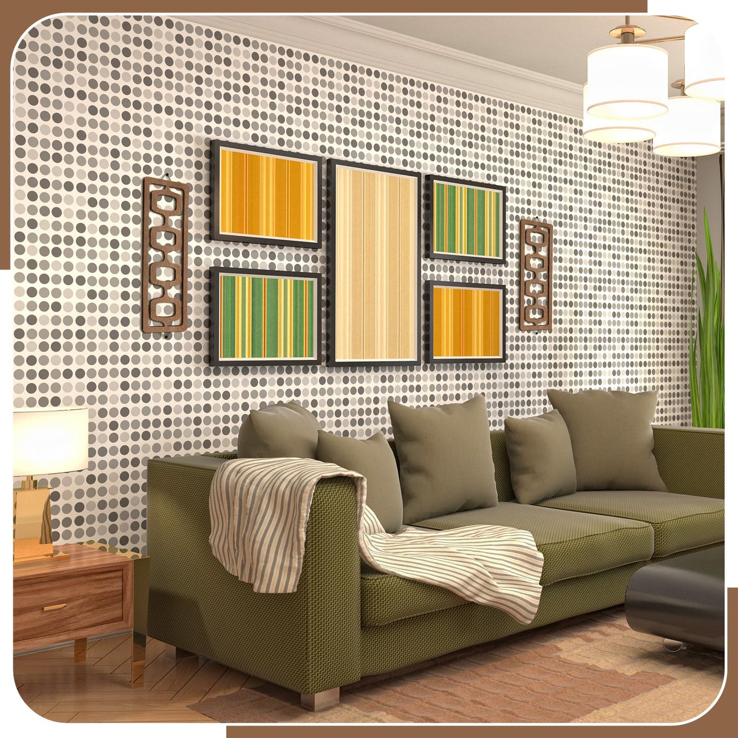 CroBlissful 2 Pcs Mid Century Modern Wall Art Wood Mid Century Elegance Decor Accents Abstract Wall Sculpture Geometric Panels for Interior Panel Art for Home Living Room(Brown)