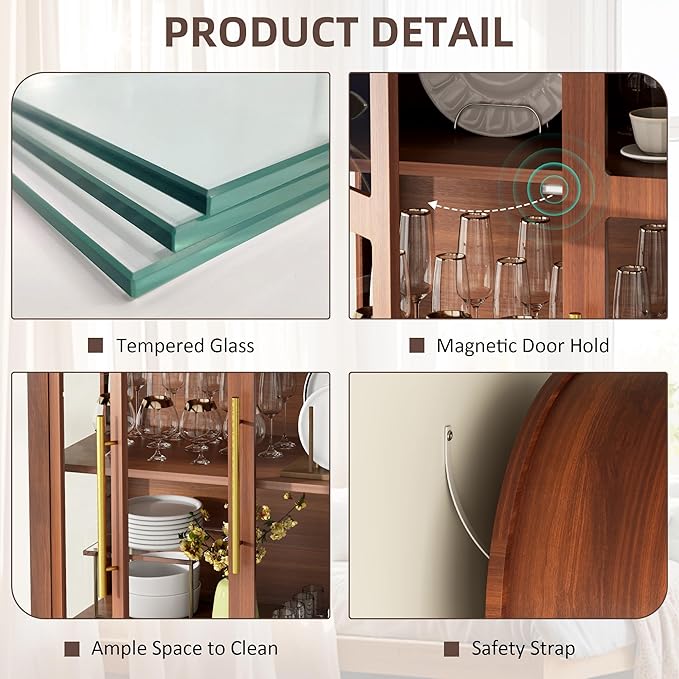 Vlsrka 71 Inch Arched Curio Cabinet