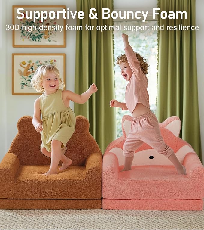 little dove Extra Wide Soft Toddler Couch Fold Out, Comfy Toddler Chair