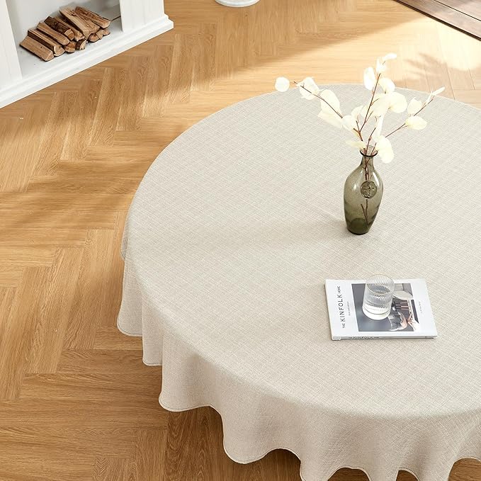 BALCONY & FALCON Round Tablecloth Washable Wrinkle Resistant and Water Proof