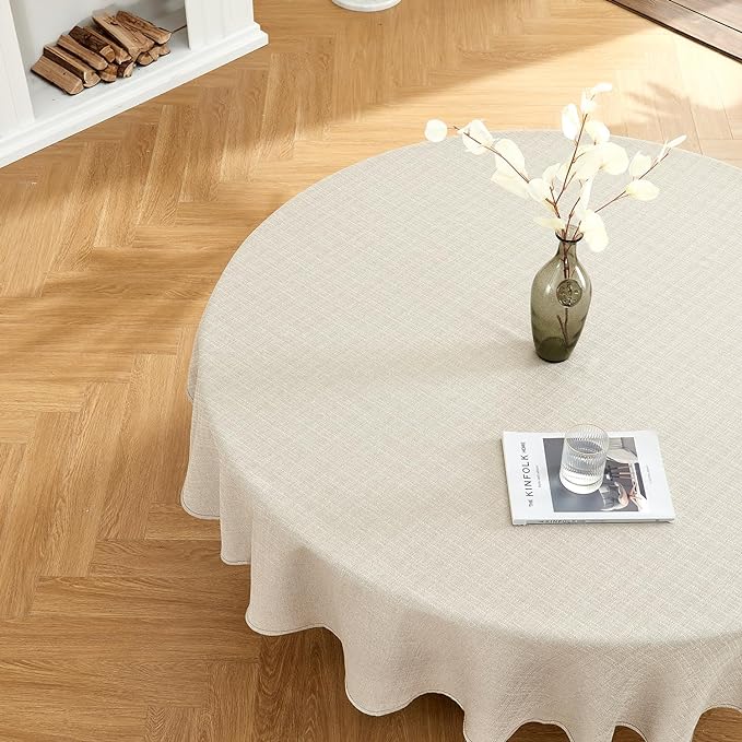 BALCONY & FALCON Round Tablecloth Washable Wrinkle Resistant and Water Proof
