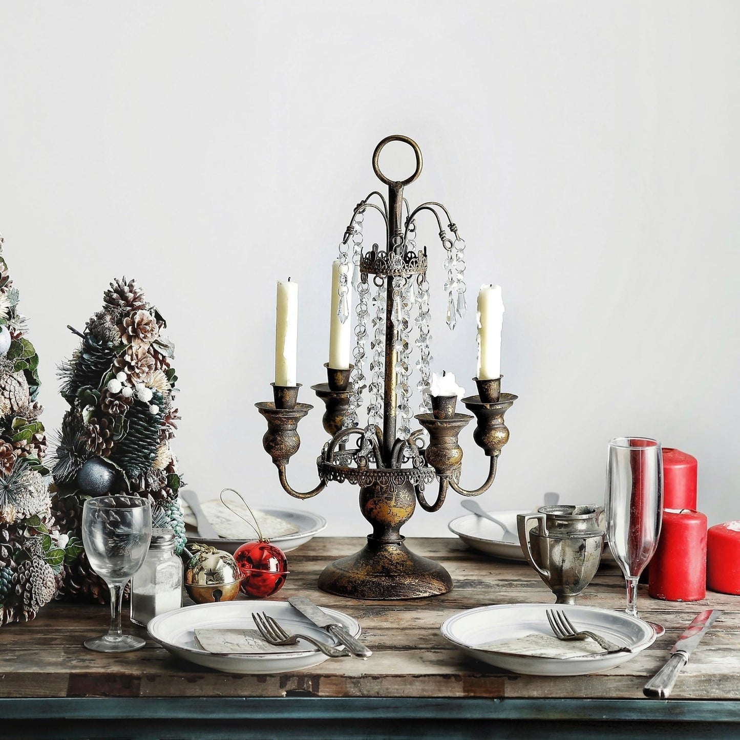 YUHUAWF Candle Holderss Retro Country Four-Head Candlestick Home Romantic Iron Candle Holder Decoration Decorative Candlestick