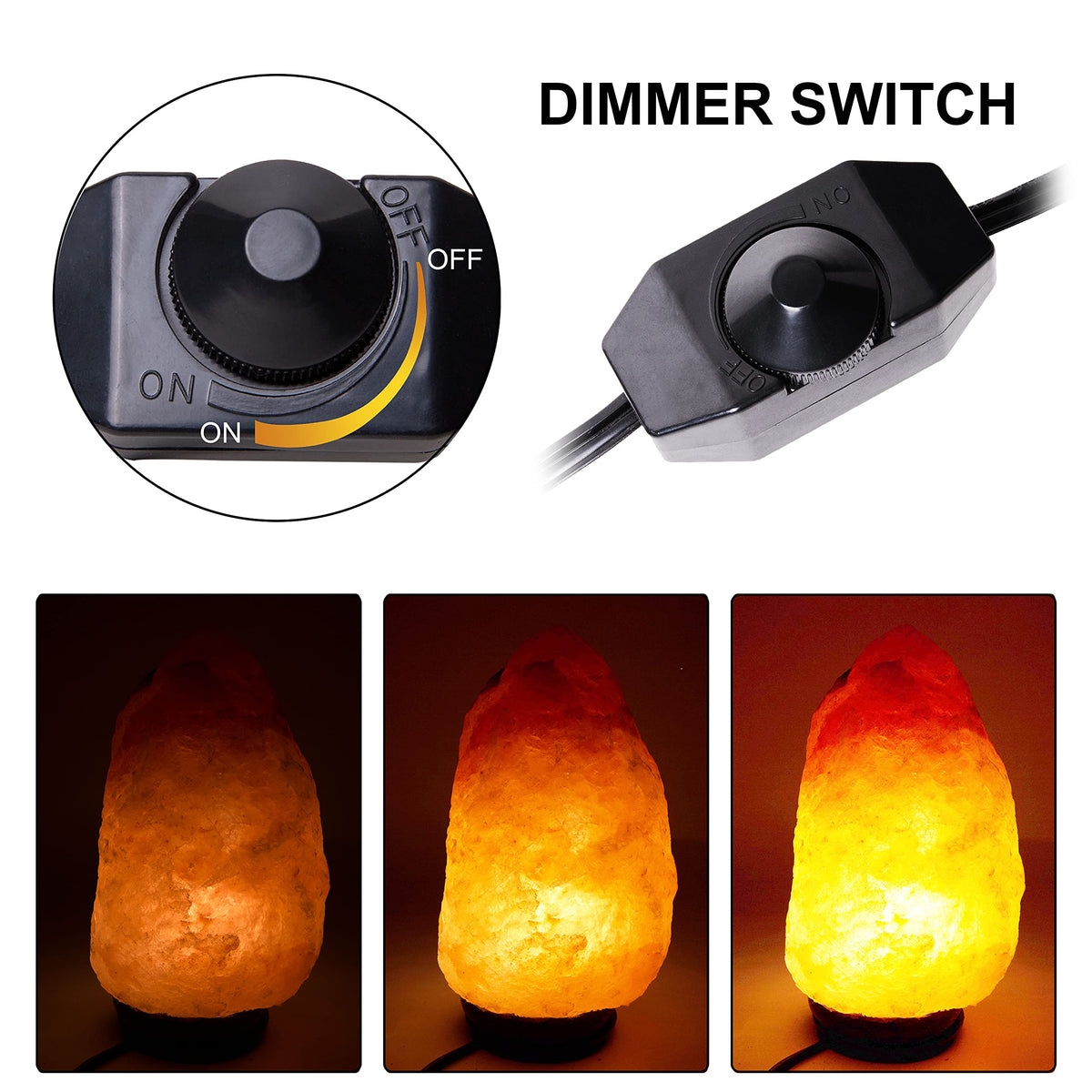 Venforze 2 Packs Himalayan Salt Lamp Cord Replacement with Dimmer Switch and 6 Packs E12 Halogen Salt Lamp Bulbs (5 Feet Cord & Fixed Butterfly Clip)