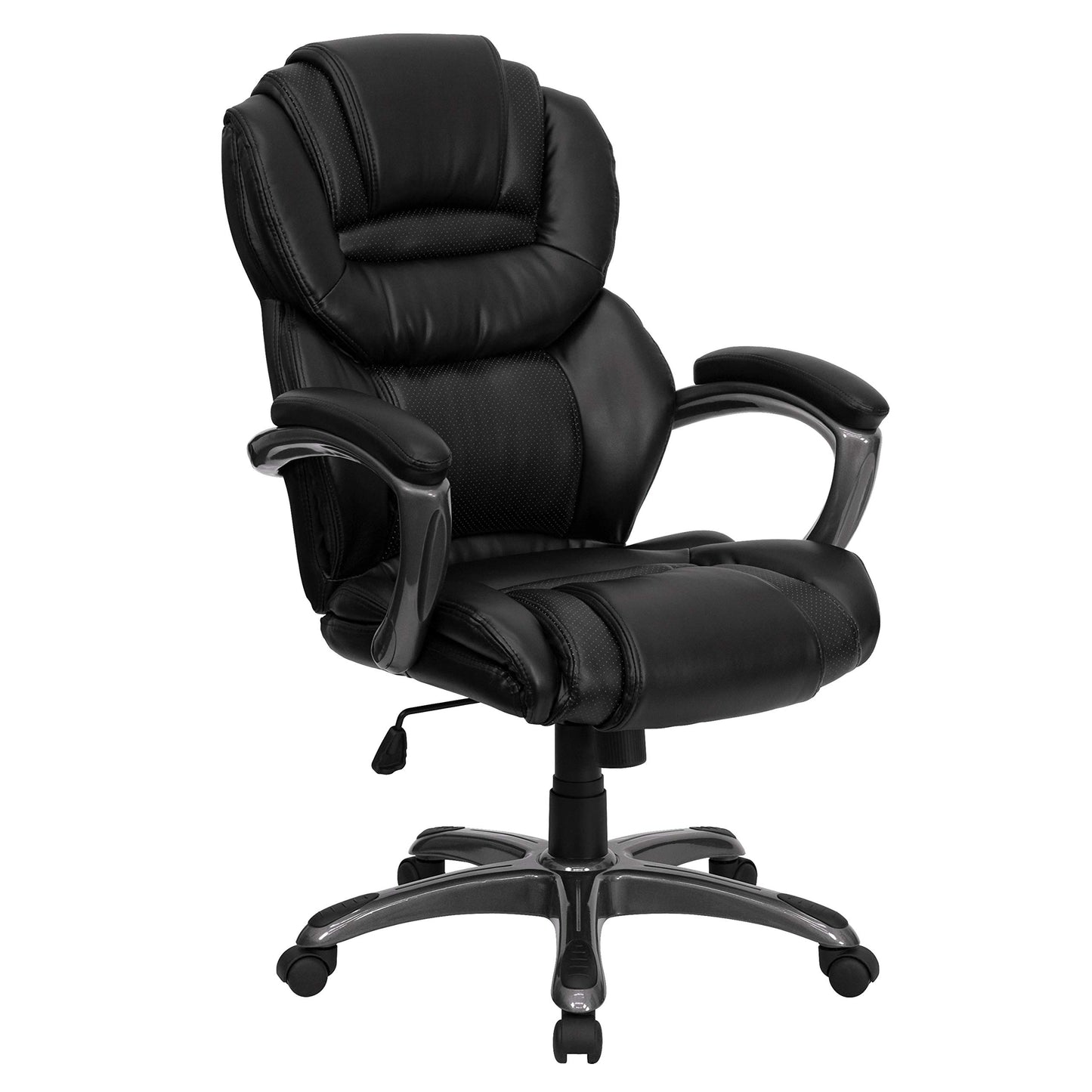 Flash Furniture Stella High Back Black LeatherSoft Executive Swivel Ergonomic Office Chair with Arms