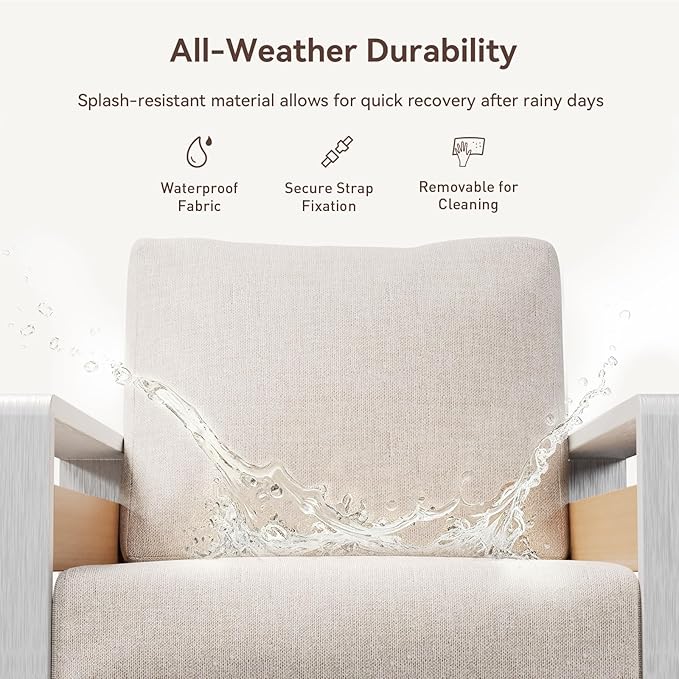 Aoxun Aluminum Outdoor Patio Furniture Set, 3 Seats Metal Sectional Patio