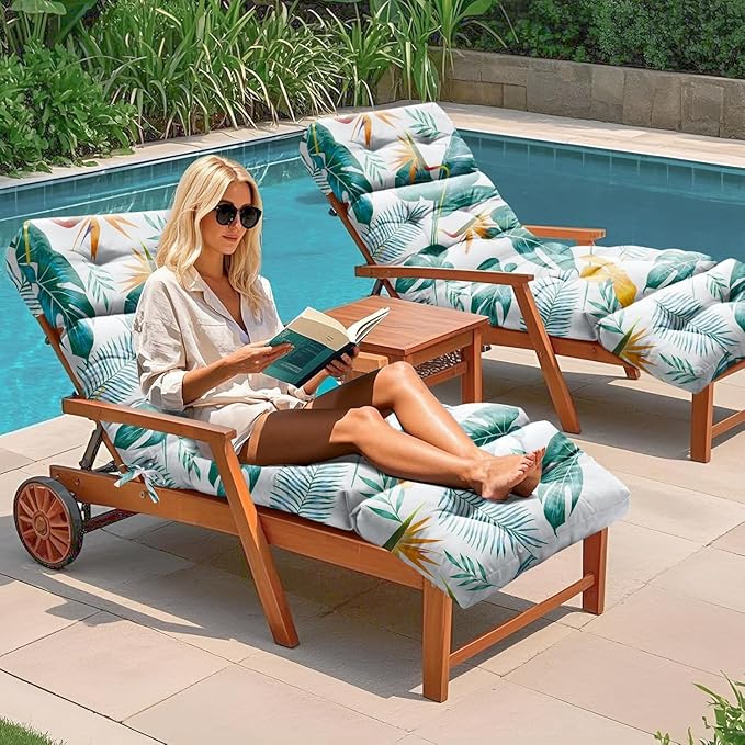 2 Pack Outdoor Chaise Lounge Chair Cushion 75.1 x 22.8 x 4.7 Inches 100%