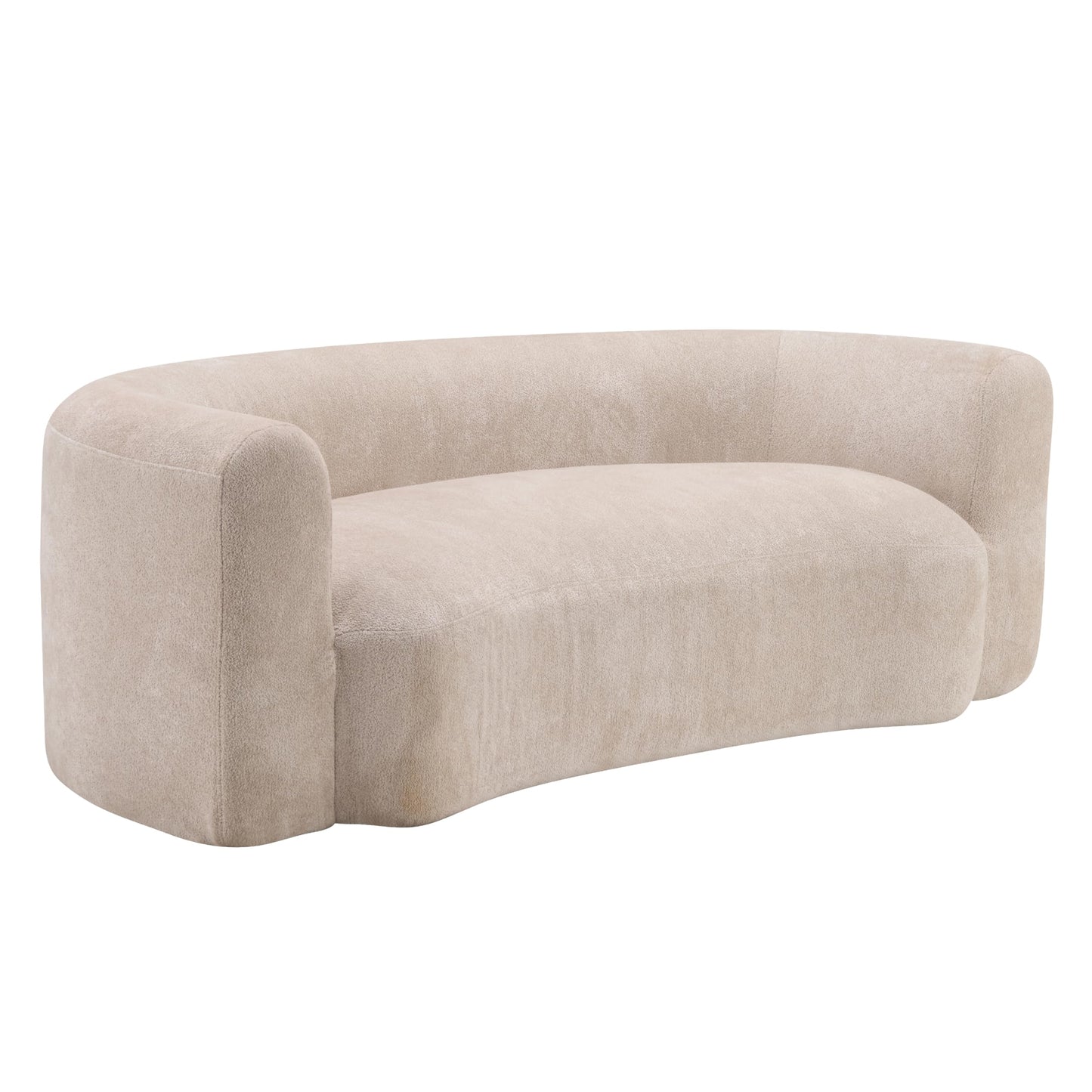 Christopher Knight Home 87.75" Curved Sleeper Sofa, 3 Seater Deep Seat Modular Floor Couch, Upholstered Chenille Fabric Comfy Cloud Couch with Round Arms & Curved Back for Living Room Bedroom, Almond
