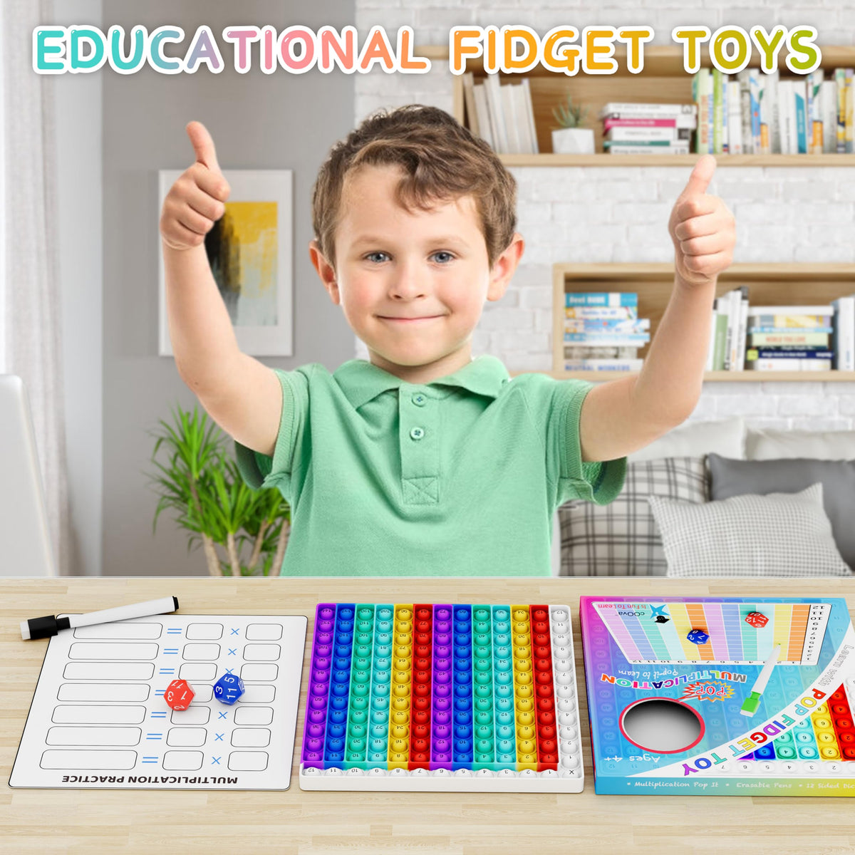 COOVA Multiplication Chart Pop It - Multiplication Game Board, 12x12 Times Table Math Game Board for Kids Learning, Educational Multiplication Machine Toy