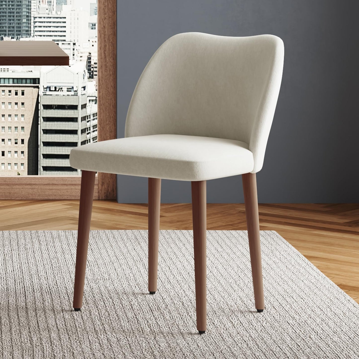 MINPINSER Dining Chairs Set of 2, Comfortable Dining Room Chairs, Modern Kitchen Chairs with Thick Cushions, Leveling Feet and Side Wing Support, Solid Wood Legs, Armless Dining Side Chairs