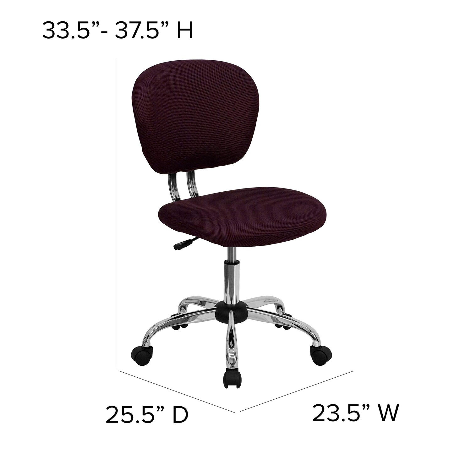 Flash Furniture Beverly Mid-Back Burgundy Mesh Padded Swivel Task Office Chair with Chrome Base