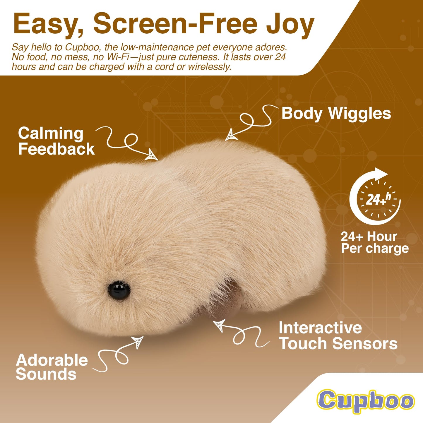 cupboo Interactive AI Plush Companion Pet– Privacy Safe Soft Huggable Intelligence Emotional Support Robot Pets, Anxiety Relief Desk Robots| Ideal Toy Gift for Kids,Teens,Adults,Seniors(Beige)
