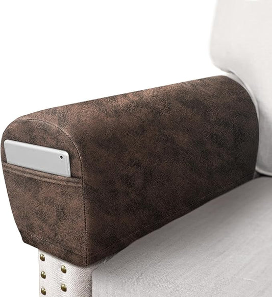 ANARACHON Leather Look Couch Arm Covers Set of 2 Armrest Covers