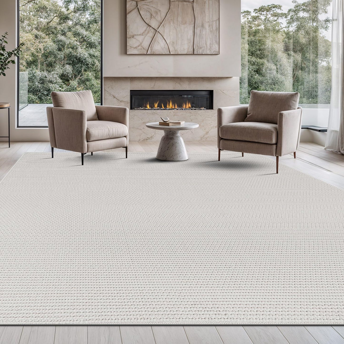 Beverly Rug Micro Loop Area Rug White 8x10 Modern Luxury Soft Trellis Geometric Durable Indoor Area Rugs for Living Dining Room Office Stain Resistant Non Shedding Casual Indoor Carpet White 8 x 10