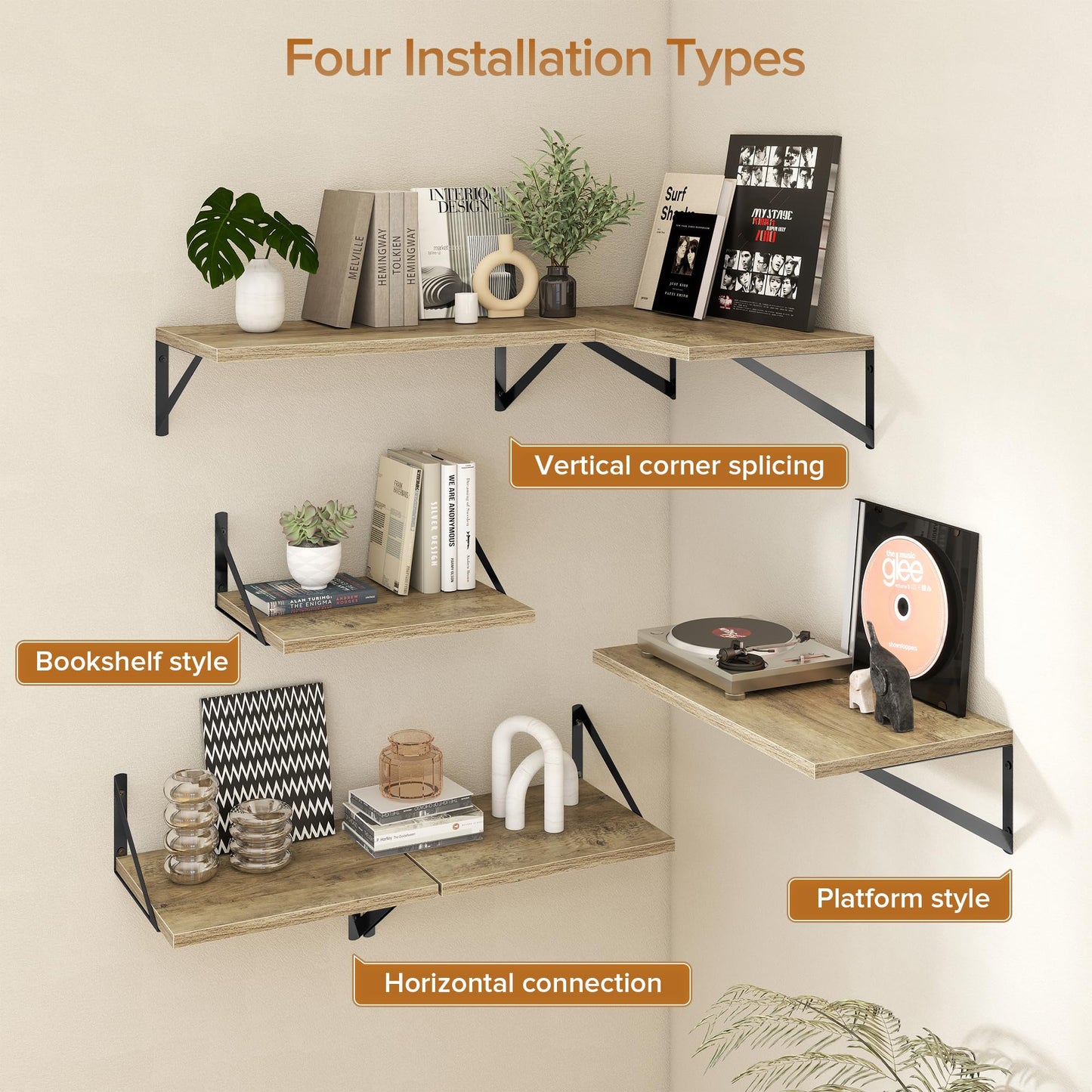 Acovy Deep Floating Shelves Wall Mounted, 30"x12" Gray Wall Shelves with Brackets Set of 2 for Bedroom, Living Room, Bathroom, Kitchen, Office - Storage & Display Shelf for Decor, Books, Plants