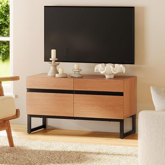 WAMPAT Modern TV Stand for 26-40 Inch TVs, Wood Entertainment Center