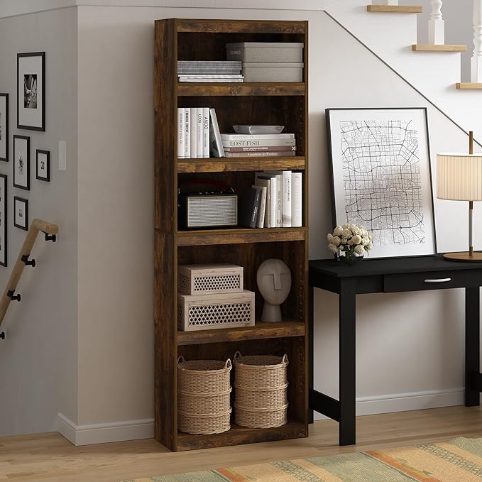 Furinno JAYA Book Shelf, 5-Tier Bookshelf, Enhanced Home Bookcase