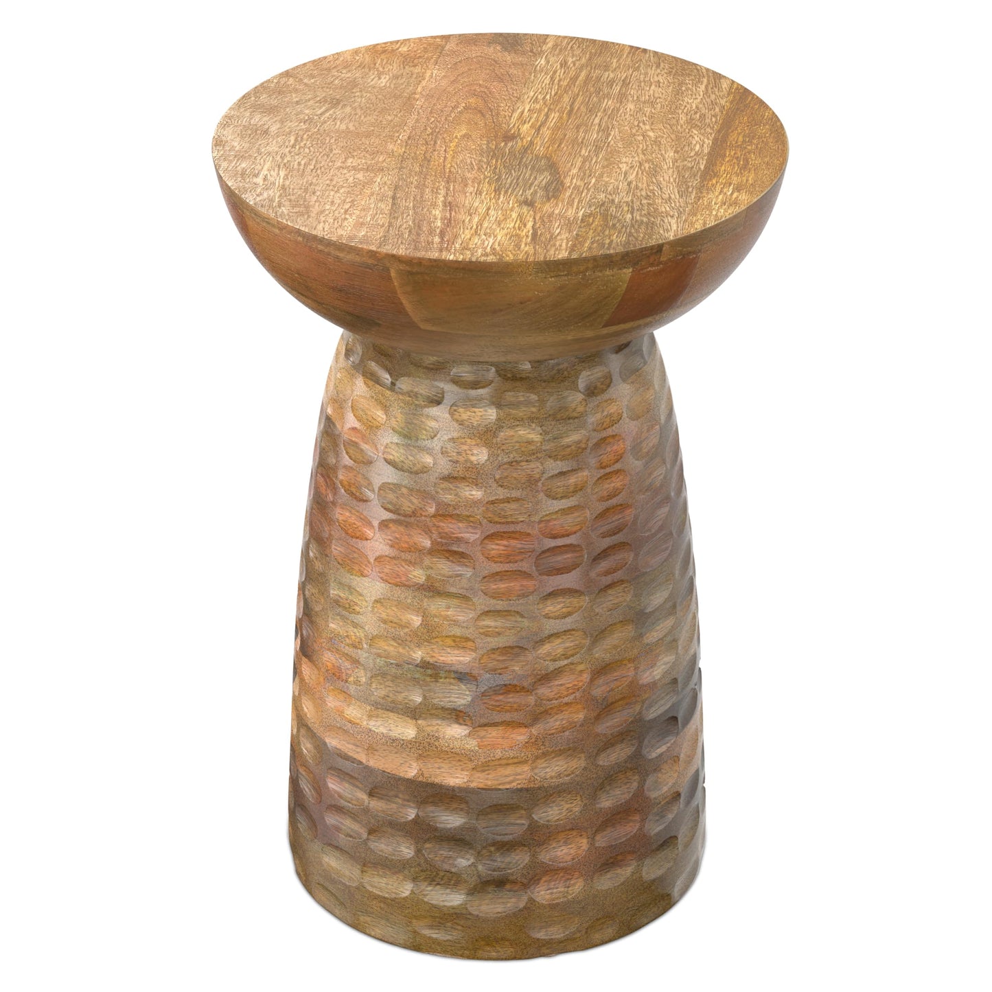 SIMPLIHOME Boyd End Table - 13" Wide x 18" High Solid Mango Wood Round Accent Table in Natural, Handcrafted Contemporary Nightstand or Lamp Stand for Living Room, Bedroom, or Office, Assembled