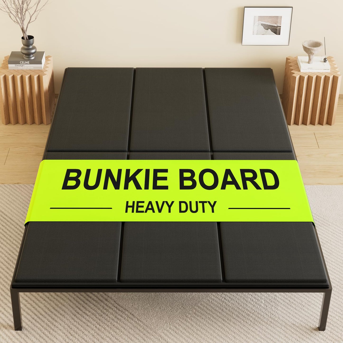 Buzyjoy 10mm Foldable Queen Bunkie Board 60"x80", Tool-Free Mattress Support Panel, Anti-Sag Oxford Cover, Noise Reducing, Universal Fit for Bed Frame, Platform Bed, Bunk Bed, Sleeper Sofa