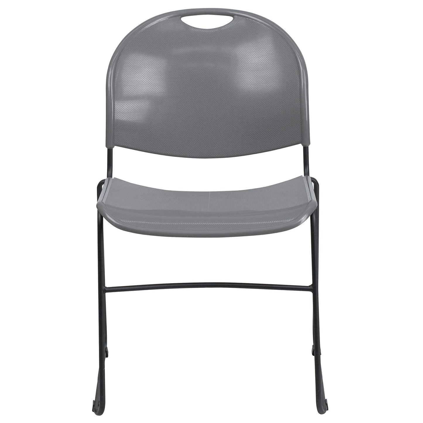 Flash Furniture 5 Pack HERCULES Series 880 lb. Capacity Gray Ultra-Compact Stack Chair with Black Powder Coated Frame