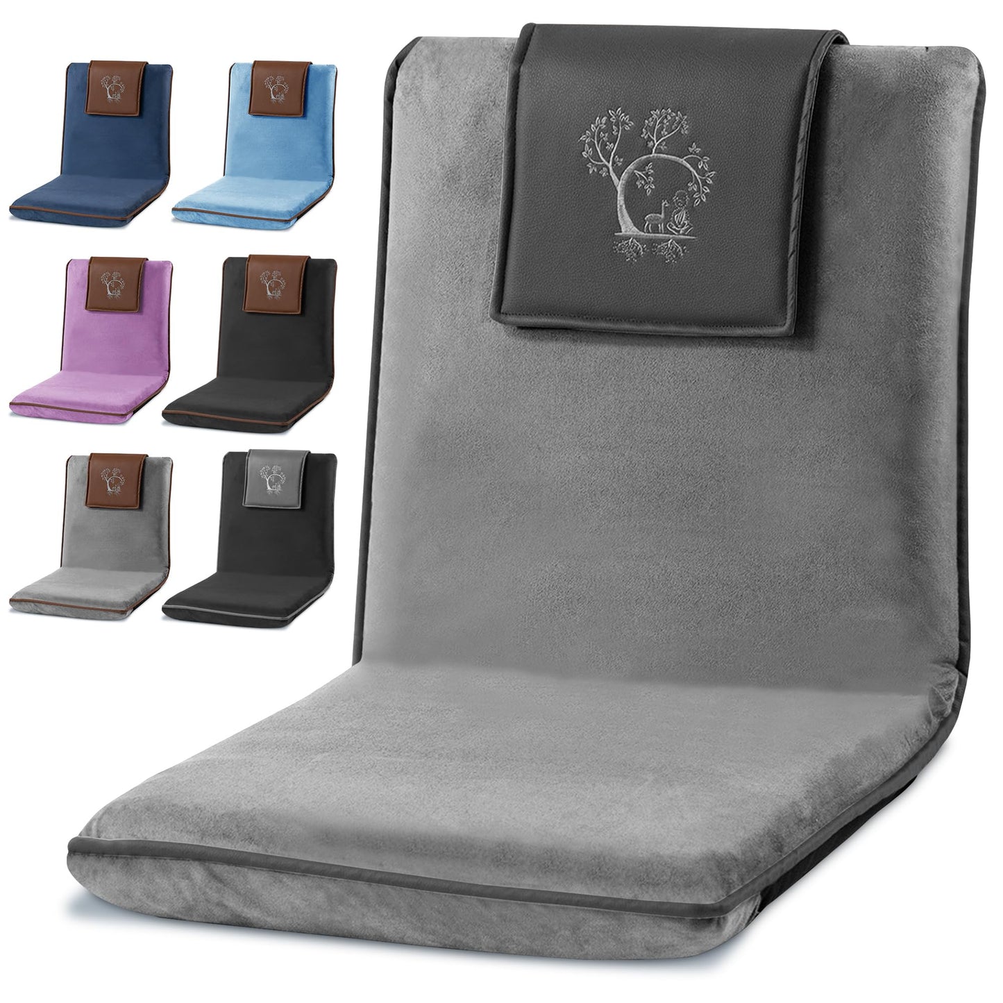 Adjustable Japanese Floor Chair for Adults - Meditation Chair with Back Support for Seating, Yoga & Gaming | Foldable Backjack Floor Chair with 6 Recline Positions, Thick Padding & Vegan