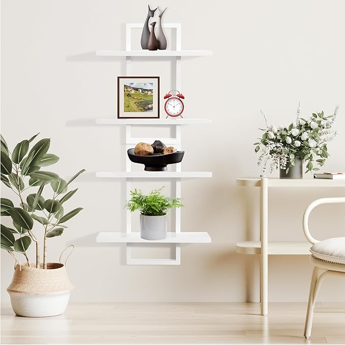 PHOENANCEE Floating Shelves for Wall, Display Hanging Shelf Set of 2, Modern