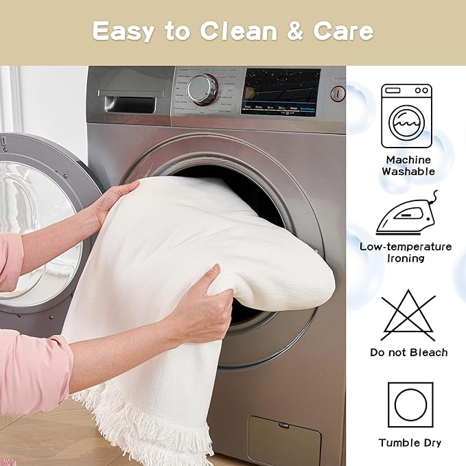MYSKY HOME Couch Covers for Pets Thick Chenille White Cream Sofa Slipcover