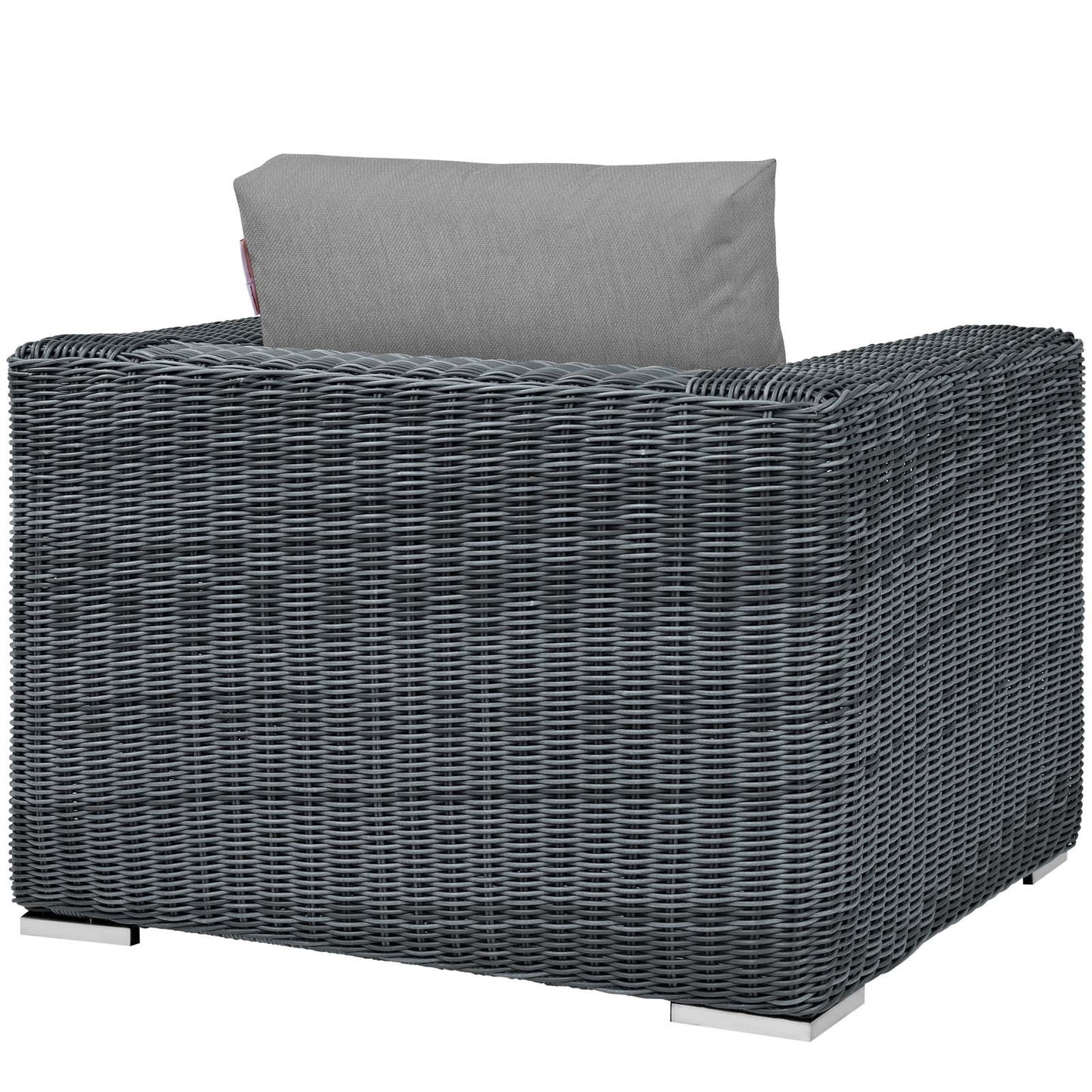 Modway Summon Wicker Rattan Outdoor Patio Sunbrella Armchair in Canvas Gray