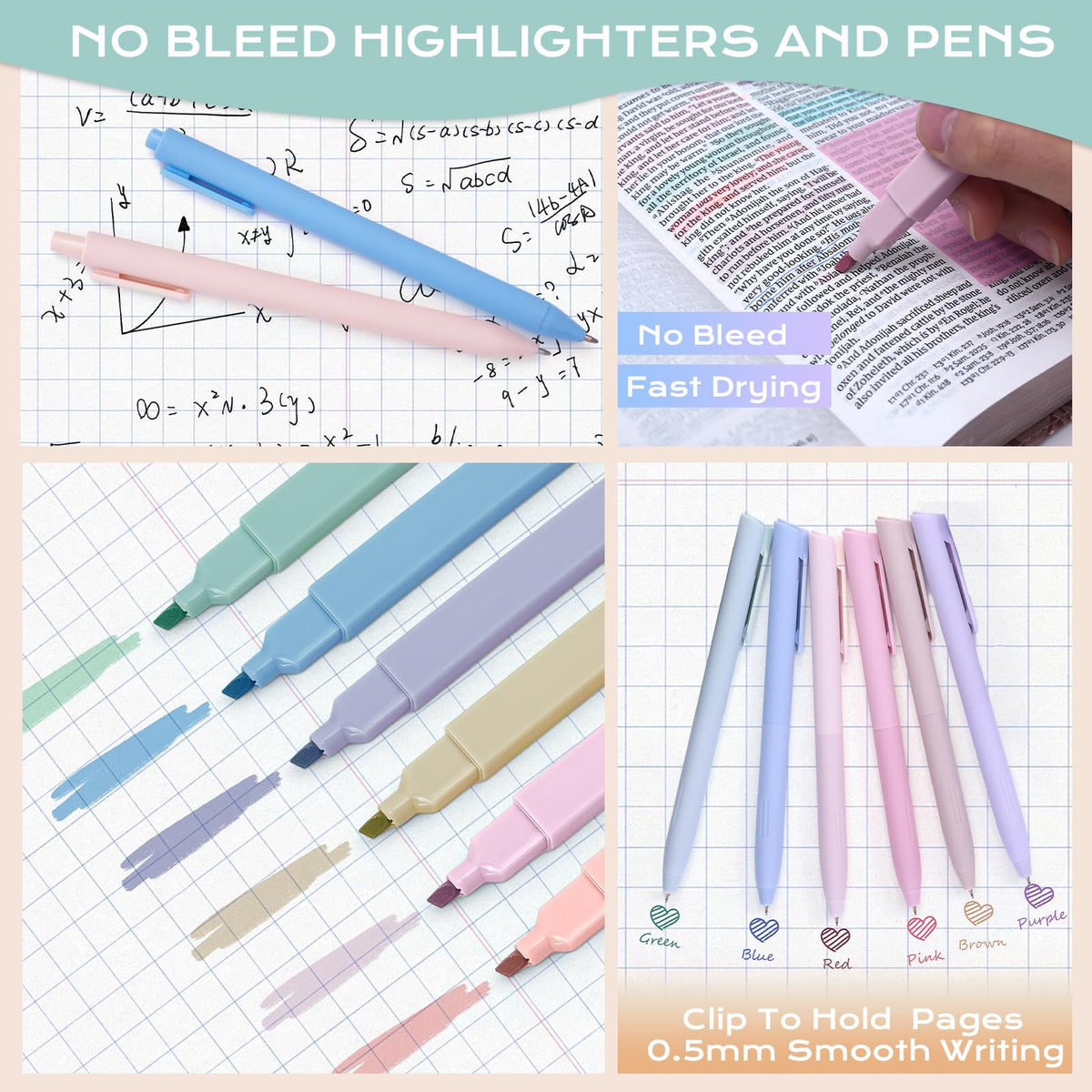 Bible Study Supplies Journaling Kit for Women, Bible Study Kit with 14 No Bleed Highlighters and Pens, 2 Transparent Sticky Notes, 2 Index Stickers, 75 Tabs for Christian Gifts