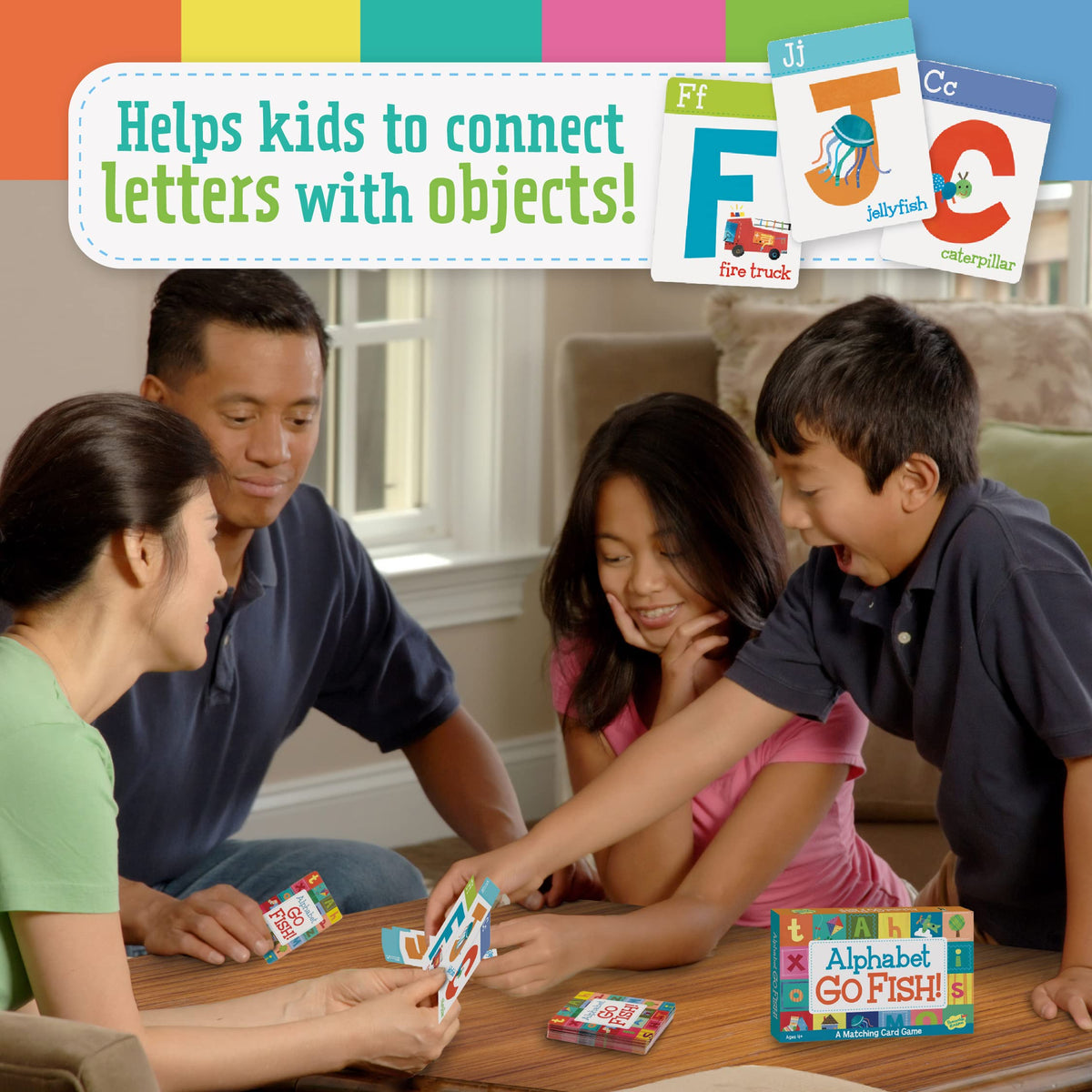 Peaceable Kingdom Alphabet Go Fish Letter Matching Card Game with 52 Oversized Cards Card Games for Kids Ages 4+ 2 to 6 Players