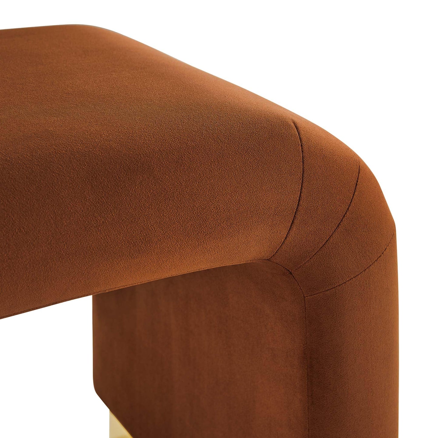 Modway Koda 24" Performance Velvet Upholstered Waterfall Stool or Side Table in Brass Rust, 24 Inches