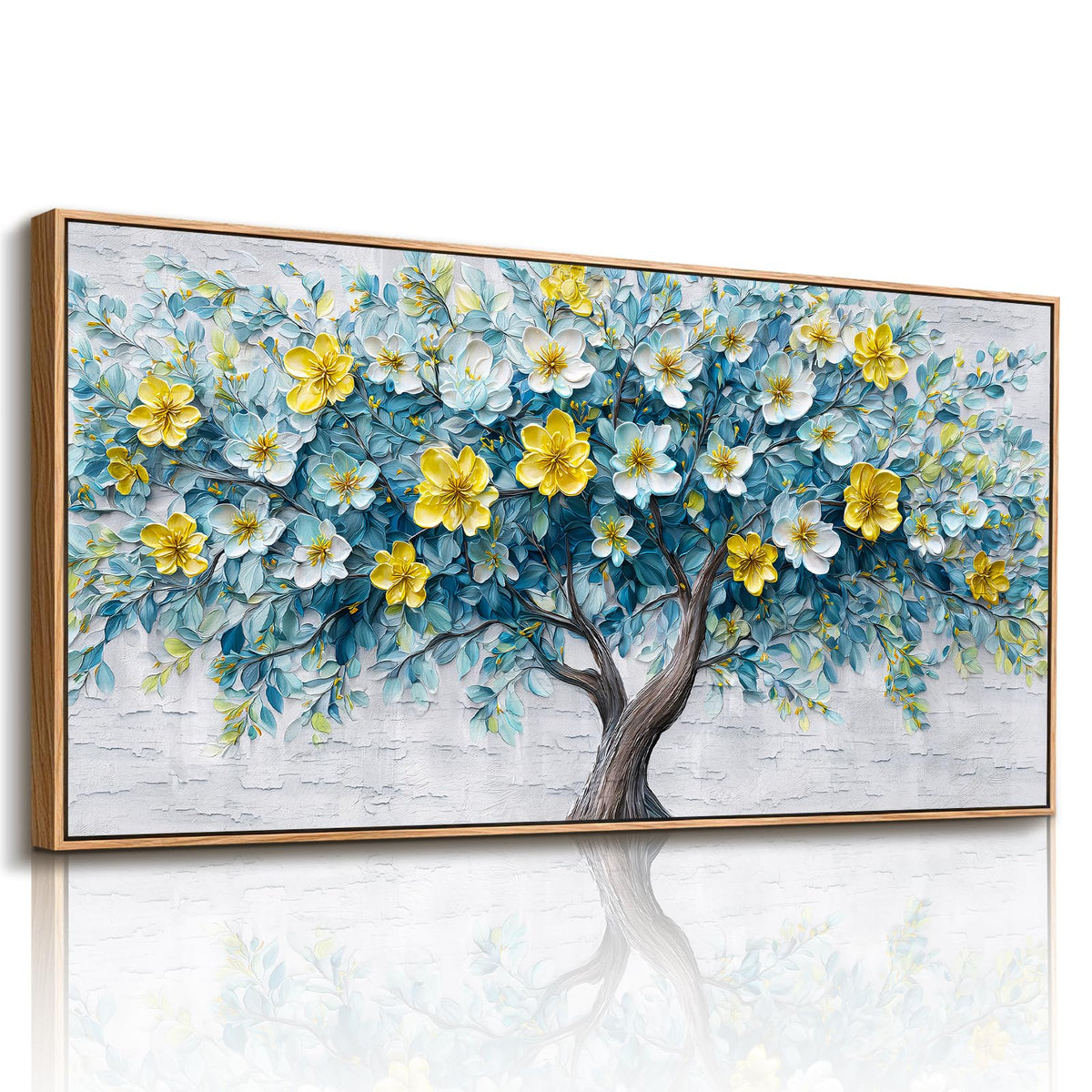 imjiayu Tree of Life Wall Art, Large Framed Wall Art, Floral Wall Decor, Nature Flower Tree Prints, Modern Abstract Art Picture, Nordic Paintings for Living Room Bedroom Kitchen Home Office 20"x40"