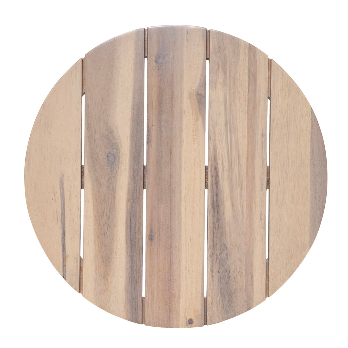 Christopher Knight Home Jara Outdoor Round Side Table, Slat Panel Small Coffee Table, Acacia Wood Side Desk for Backyard Balcony Garden, Weather Resistant Patio End Table, Light White