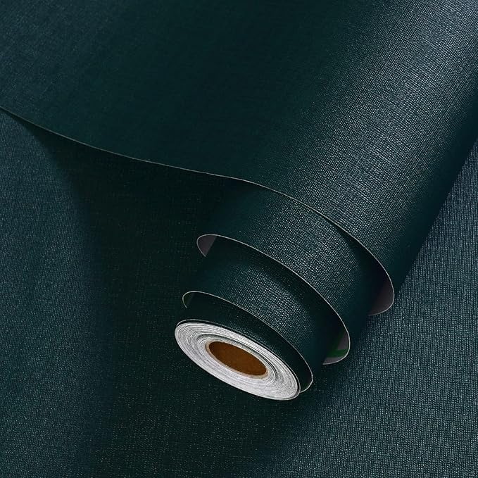 Dark Green Wallpaper Peel and Stick Textured Blackish Green Grasscloth Contact