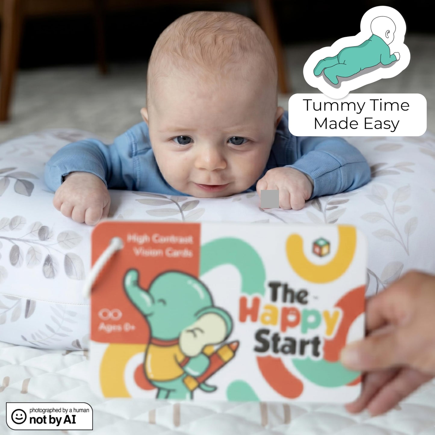 Happy Start High Contrast Baby Cards for Newborns - Black & White Cards, Water-Resistant, BPA-Free, Portable Educational Flashcards for Visual Stimulation, Award-Winning, Ages 0+ (English & Russian)