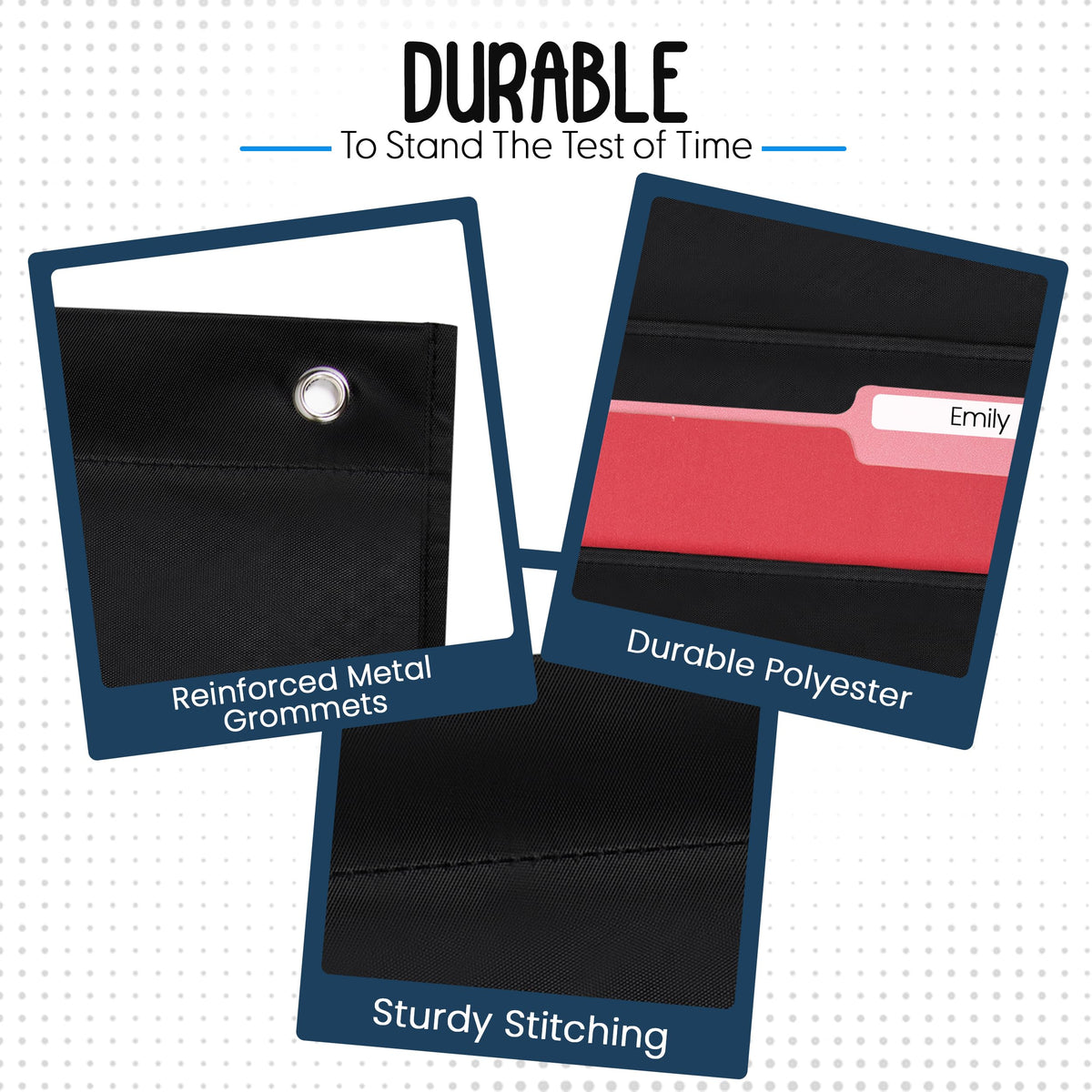 Essex Wares - 7 Pocket File Pocket Chart, Black, Tall - Versatile Wall Hanging File Folder Organizer for Classroom, Office, Home, and More - Wall Folder Organizer - 7 Pockets