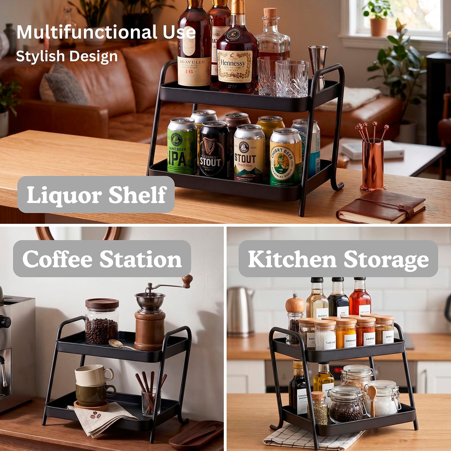 NobleForm 2-Tier Desk Organizer Multifunctional Storage Shelves for Office, Dresser, Kitchen, Stylish Organizer for Cosmetics, Office Supplies, Food, Compact, Durable, Space-Saving Design for Women