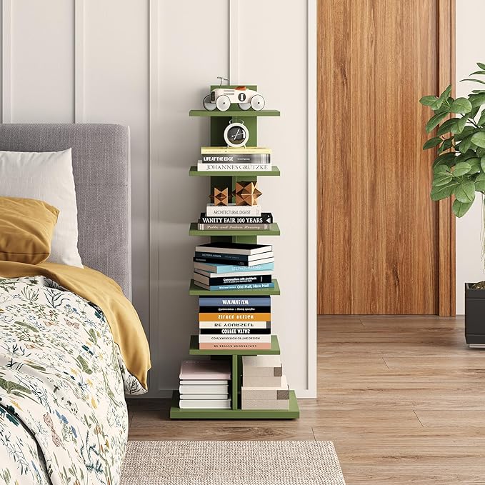 TUTOTAK Bookshelf, 6-Tier Bookcase, Narrow Spine Book Shelf