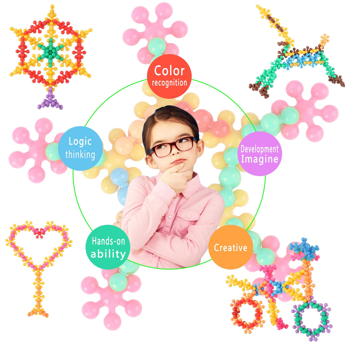TOMYOU 200 Pieces Building Blocks Kids STEM Toys Educational Discs Sets Interlocking Solid Plastic for Preschool Boys and Girls Aged 3+, Safe Material Creativity