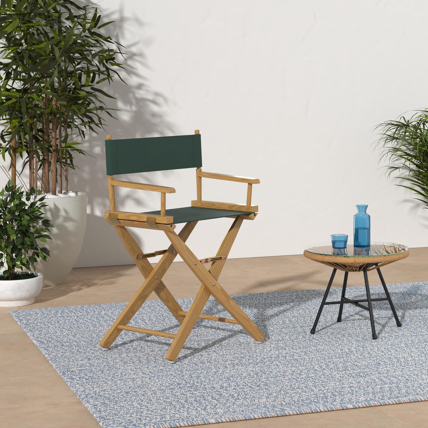 American Trails Extra-Wide Premium 18" Director's Chair Natural Frame with Hunter Green Canvas
