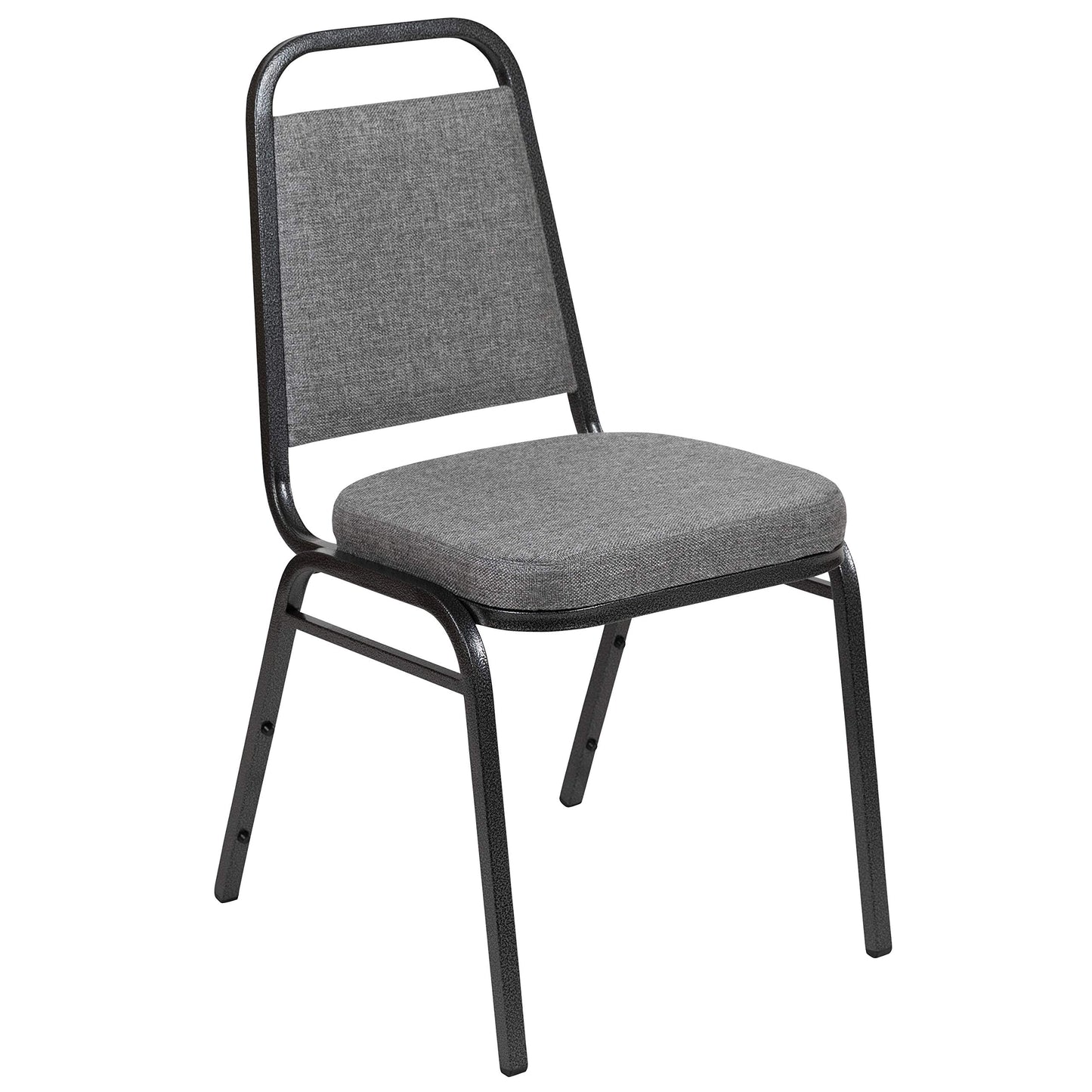 Flash Furniture HERCULES Series Trapezoidal Back Stacking Banquet Chair with 2.5" Thick Seat in Gray Fabric - Silver Vein Frame